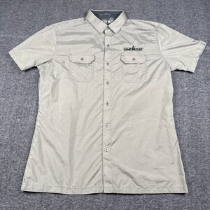 Kuhl Shirt Mens Large Beige Response Button Up Short Sleeve Hike Bike Camp Chief